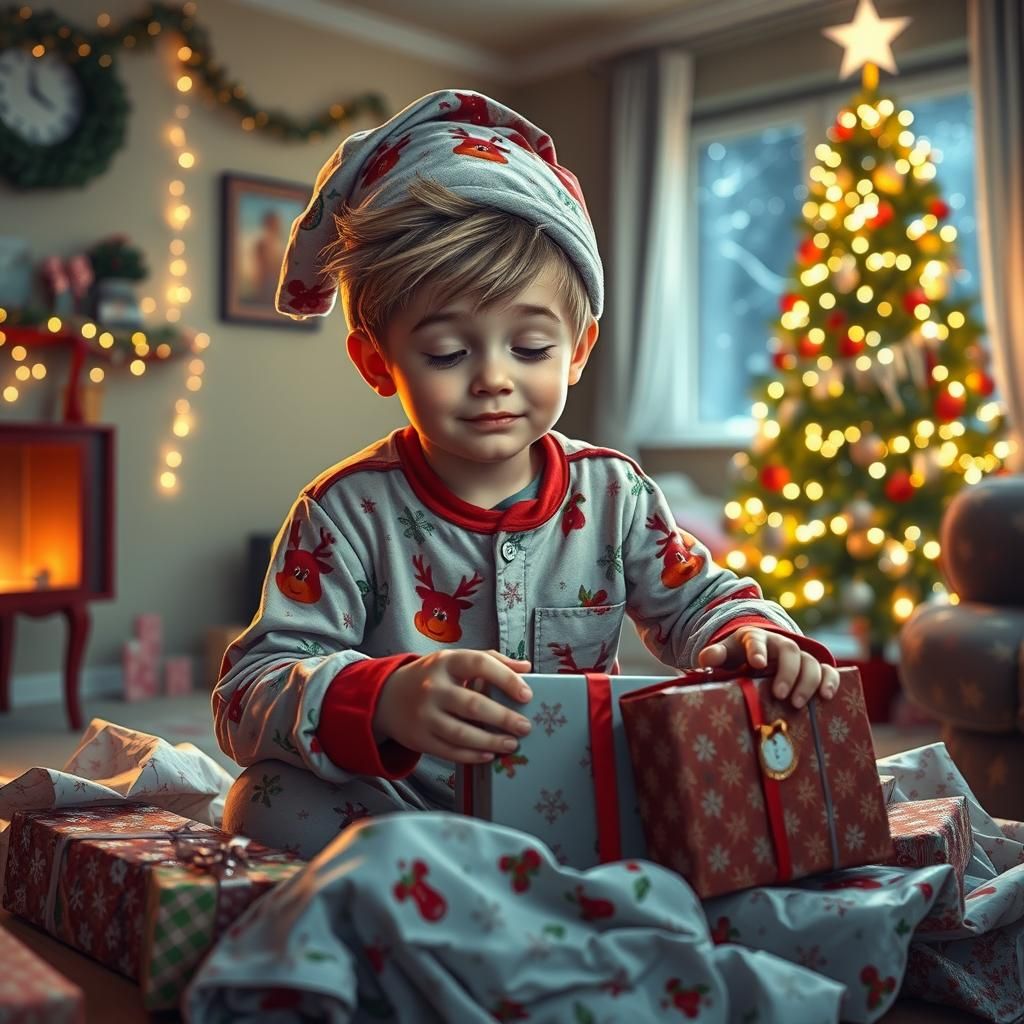 Picture perfect realistic Adorable punk in pajamas and a nig...