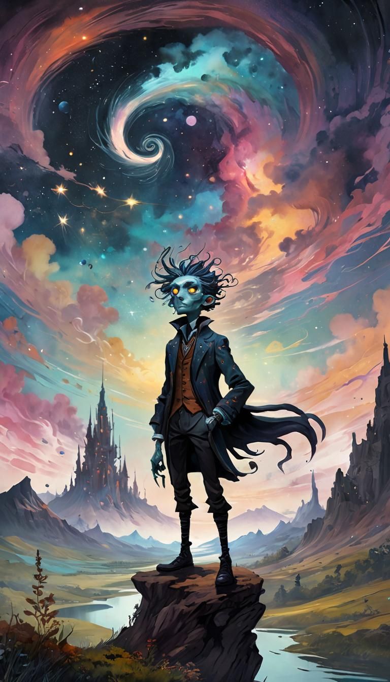 Fantasy Cosmonaut in Cosmic Dreamscapes