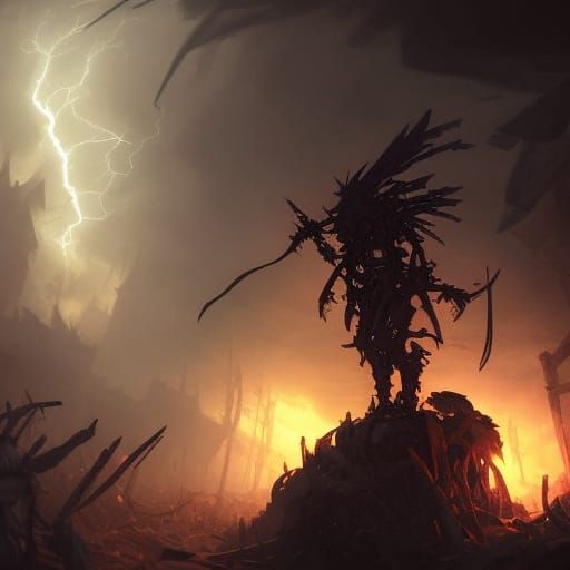 Creepy Skeleton Cat in Dark Fantasy Style