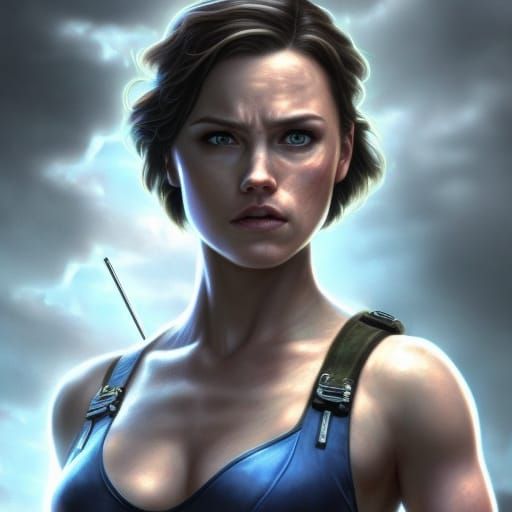 Jill Valentine Portrait in Comic Book Art Style
