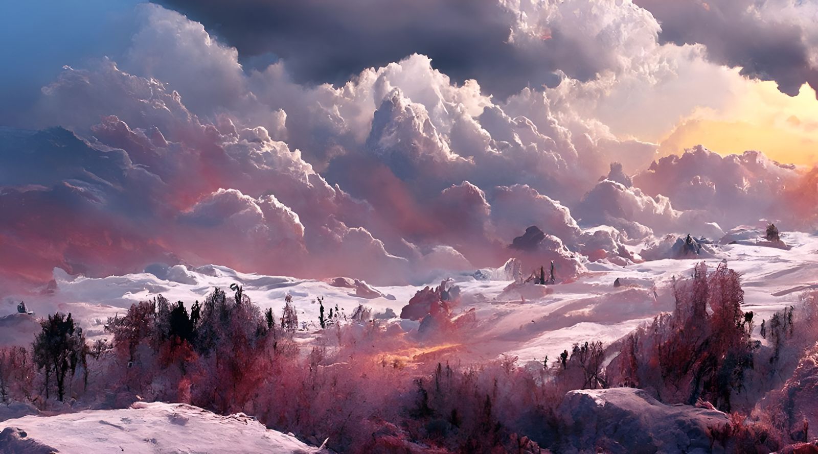 Turbulent Blizzard and Isolated Outpost in Expressionist Sty...