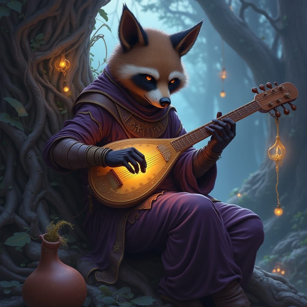 Sorrowful Tanuki Bard Lost in Twilight Forest