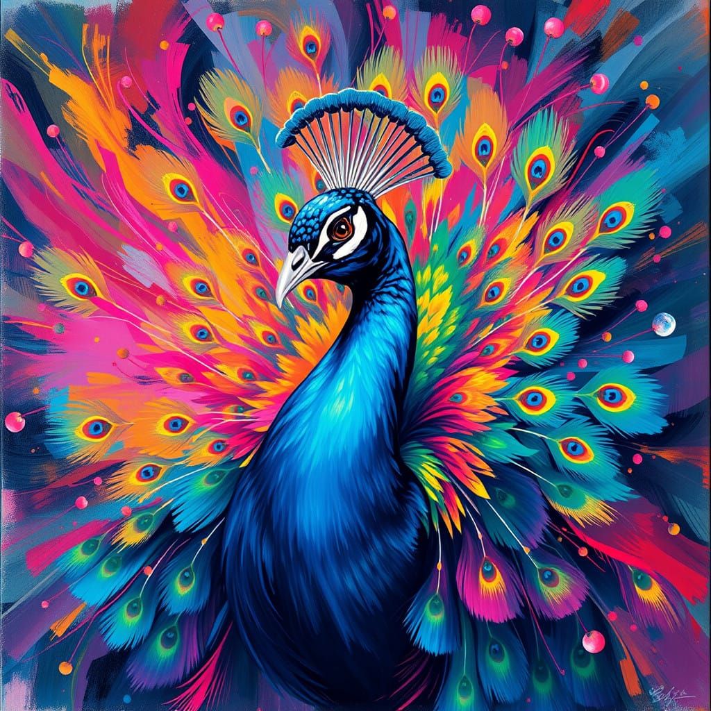 Vibrant Female Peacock in Multicoloured Splendour