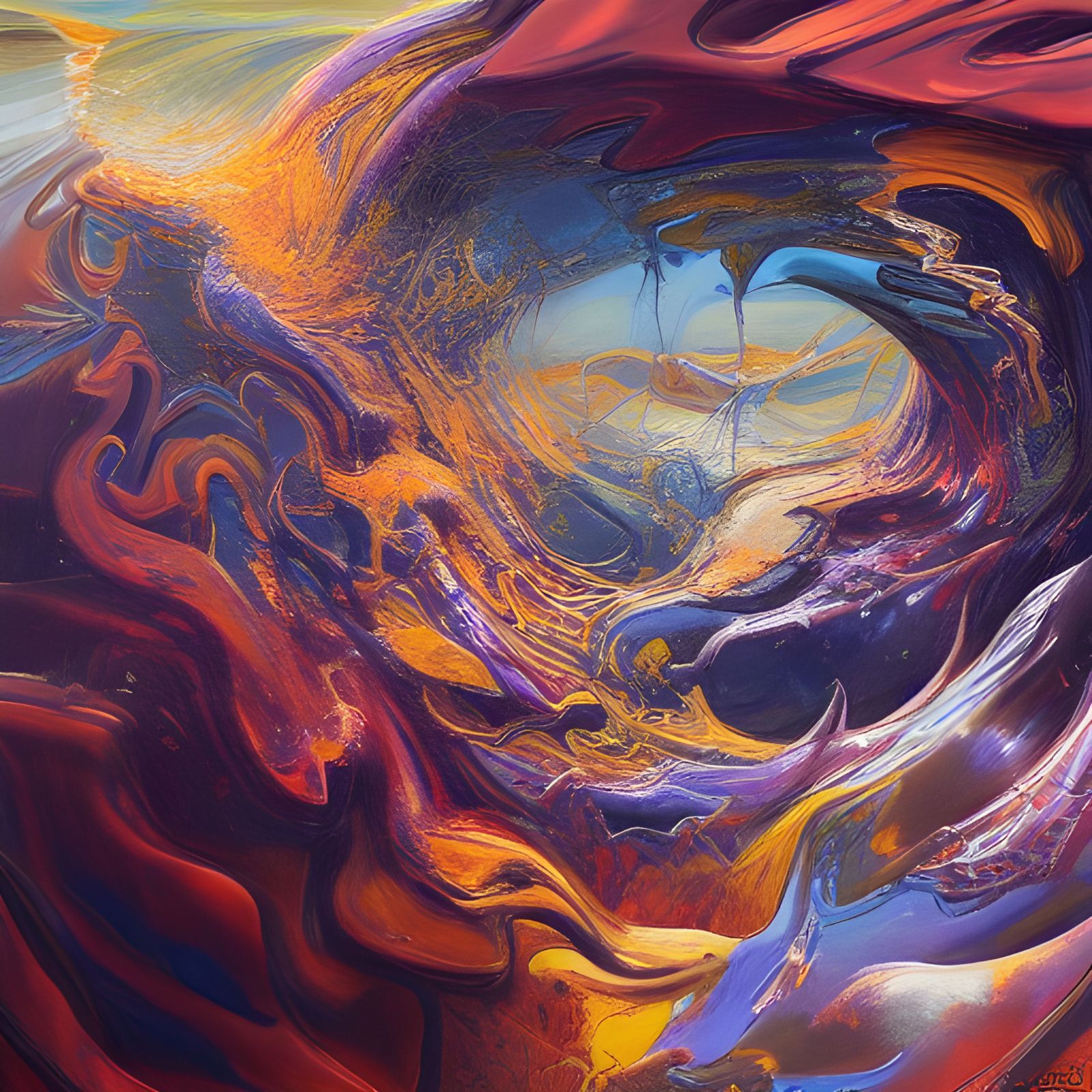 Hyperdetailed Abstract Oil Painting