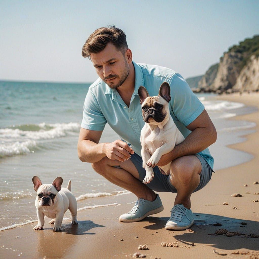 Slavic Gentleman Soaks Up Summer with Adorable French Bulldo...