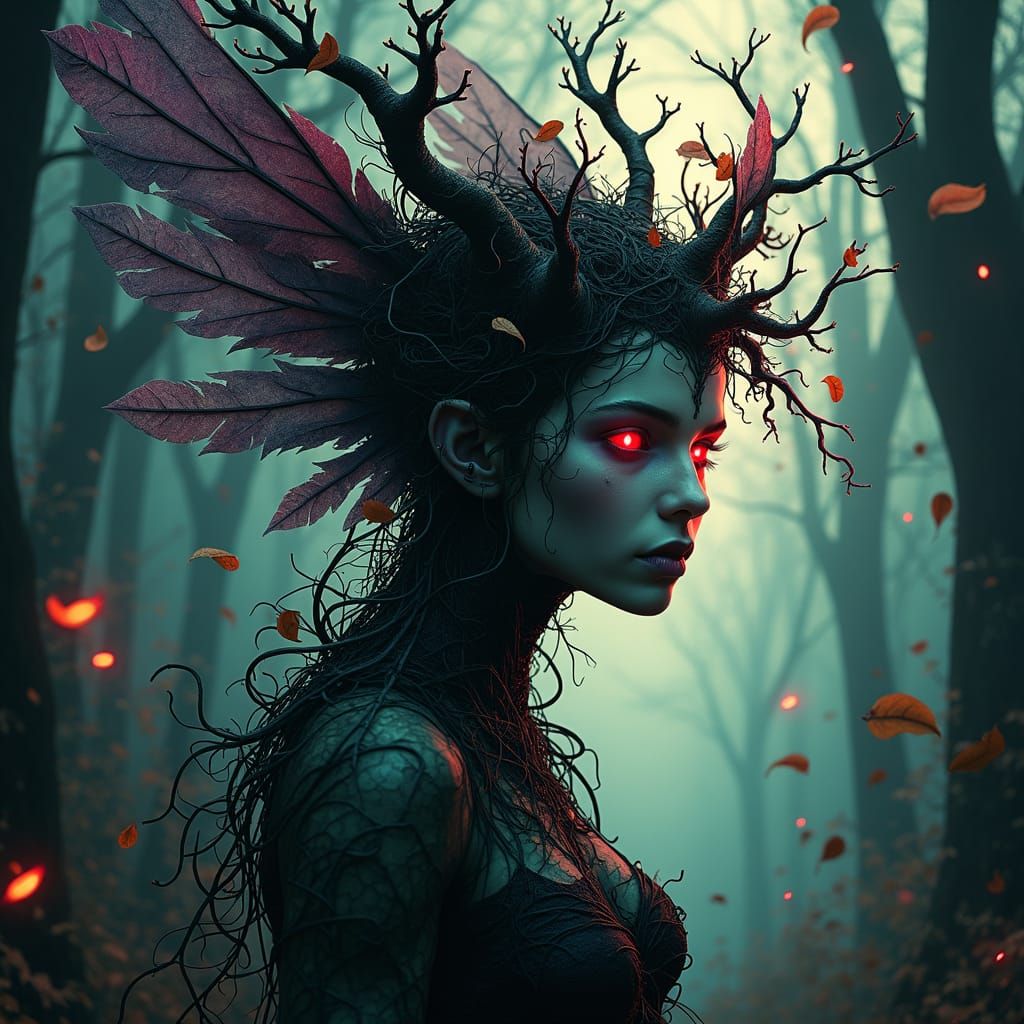 Eldritch Autumn Fairy in Dark Fantasy Style