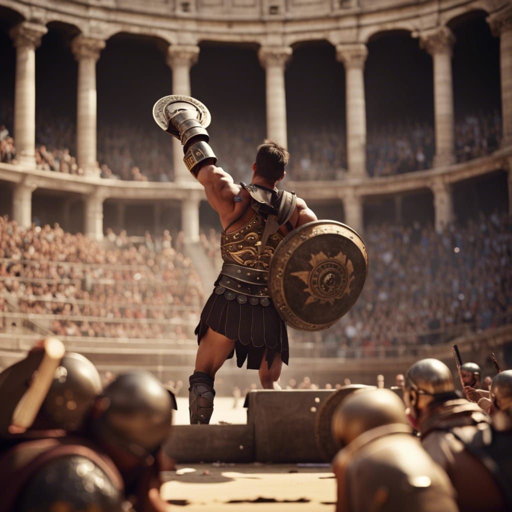 Gladiator's Victory in the Roman Coliseum