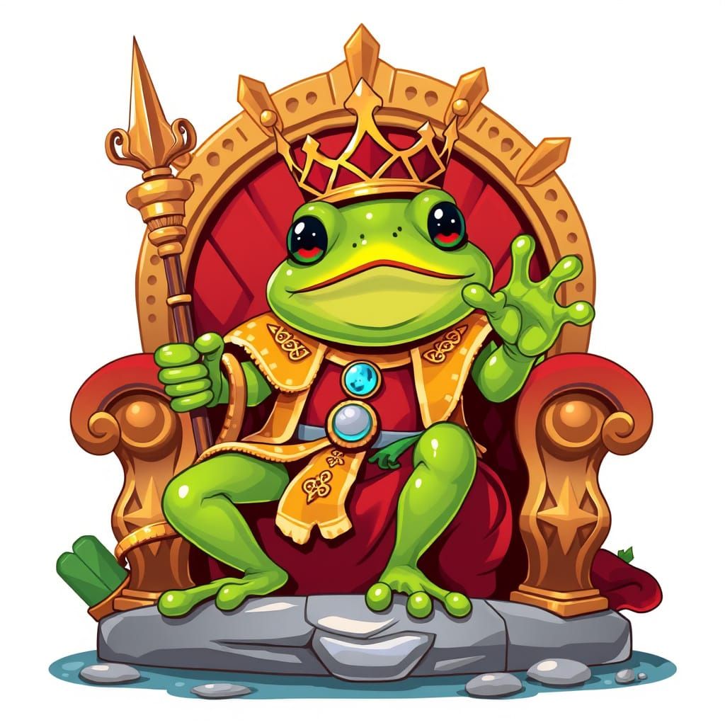 Frog King on Throne with Scepter