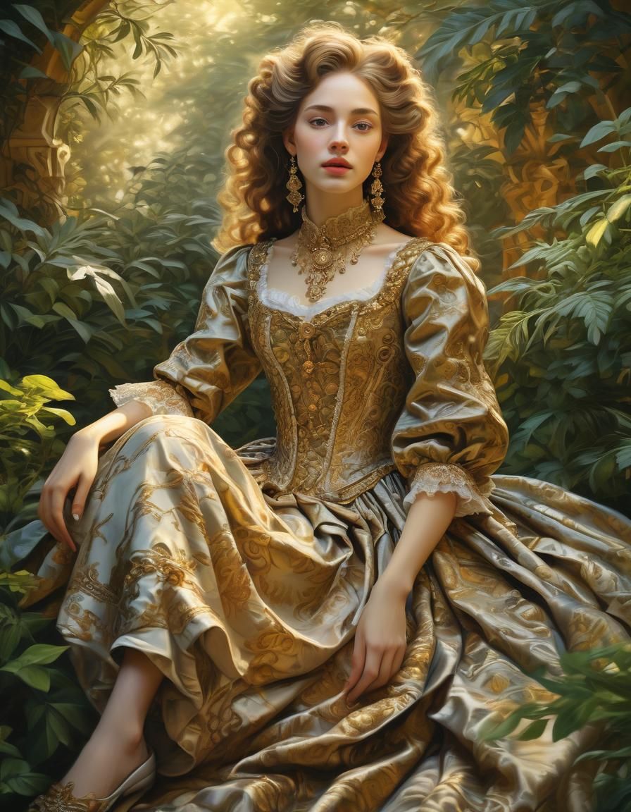Baroque Portrait of a Woman in Golden Light