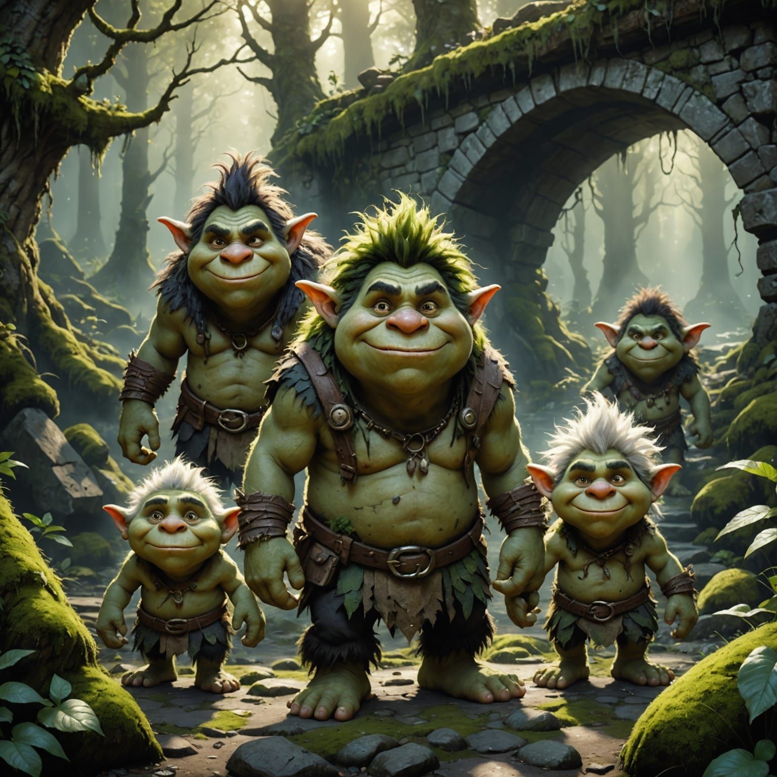 Enchanted Forest: Trolls in a Digital Illustration