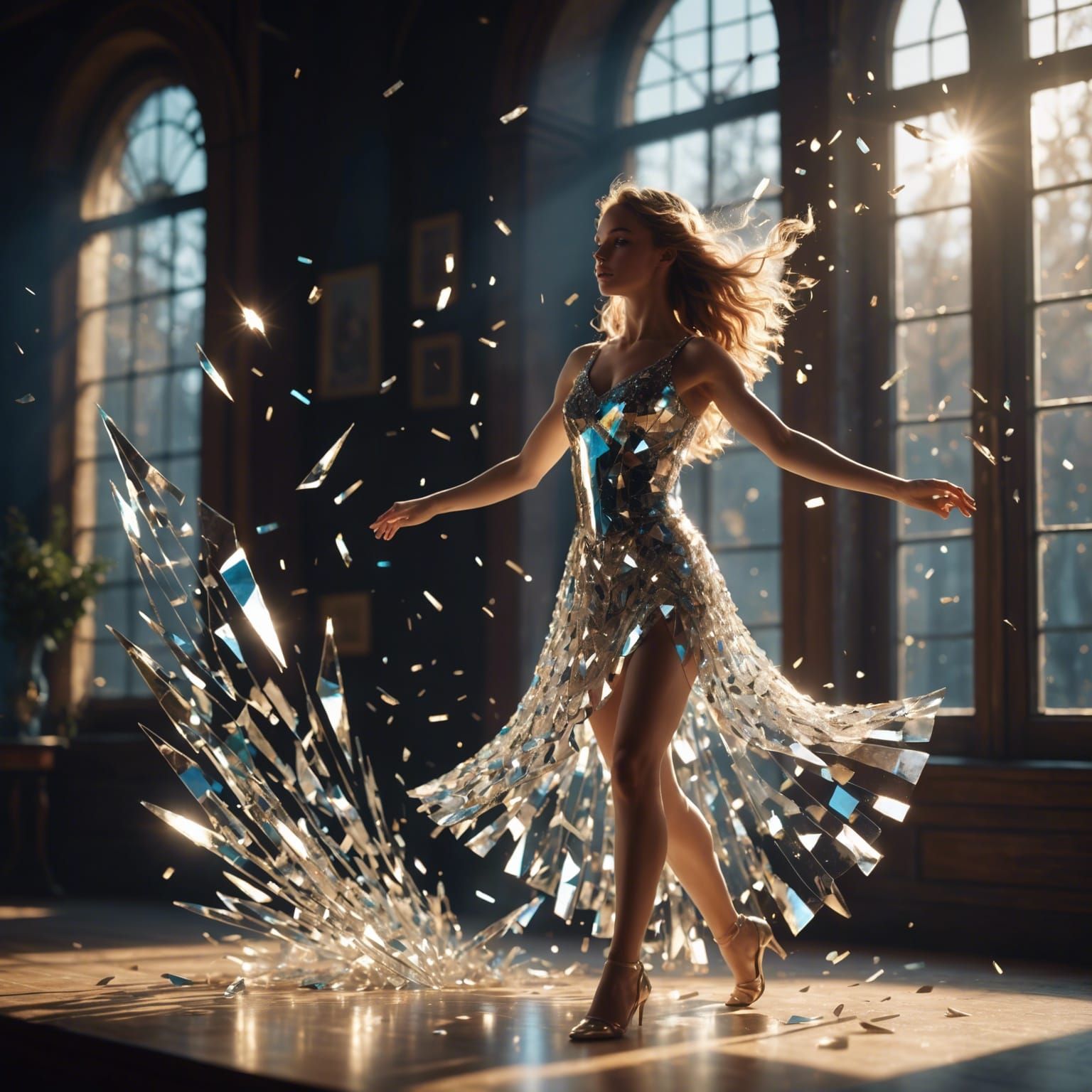 Crystalline Dancing Girl Shimmers in Sunlight