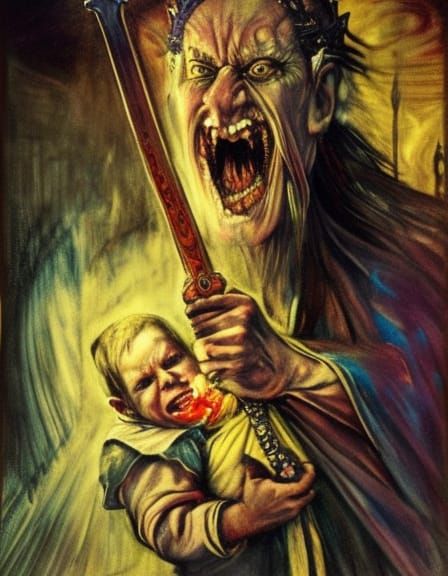 Sinister Mad King Solomon Portrait in Digital Art