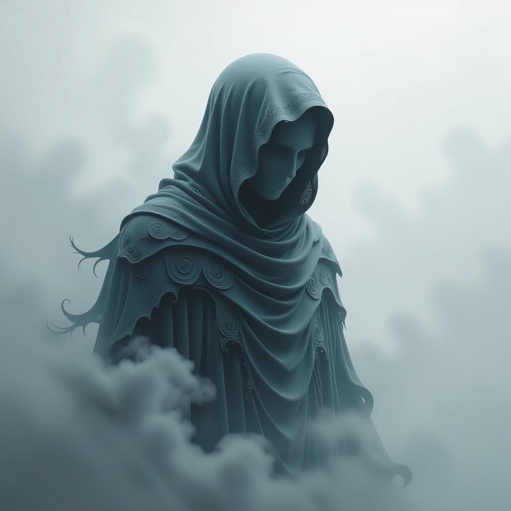 Ethereal Figure in Biomechanical Dreamscape