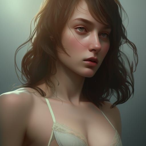 French Girl Portrait in Hyperdetailed Style