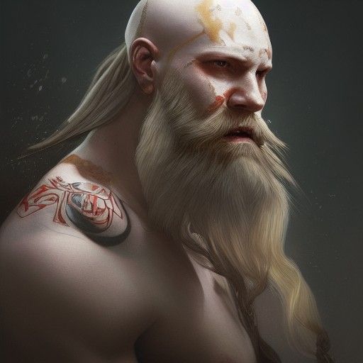 Albino Barbarian Portrait in Hyperdetailed Digital Art Style