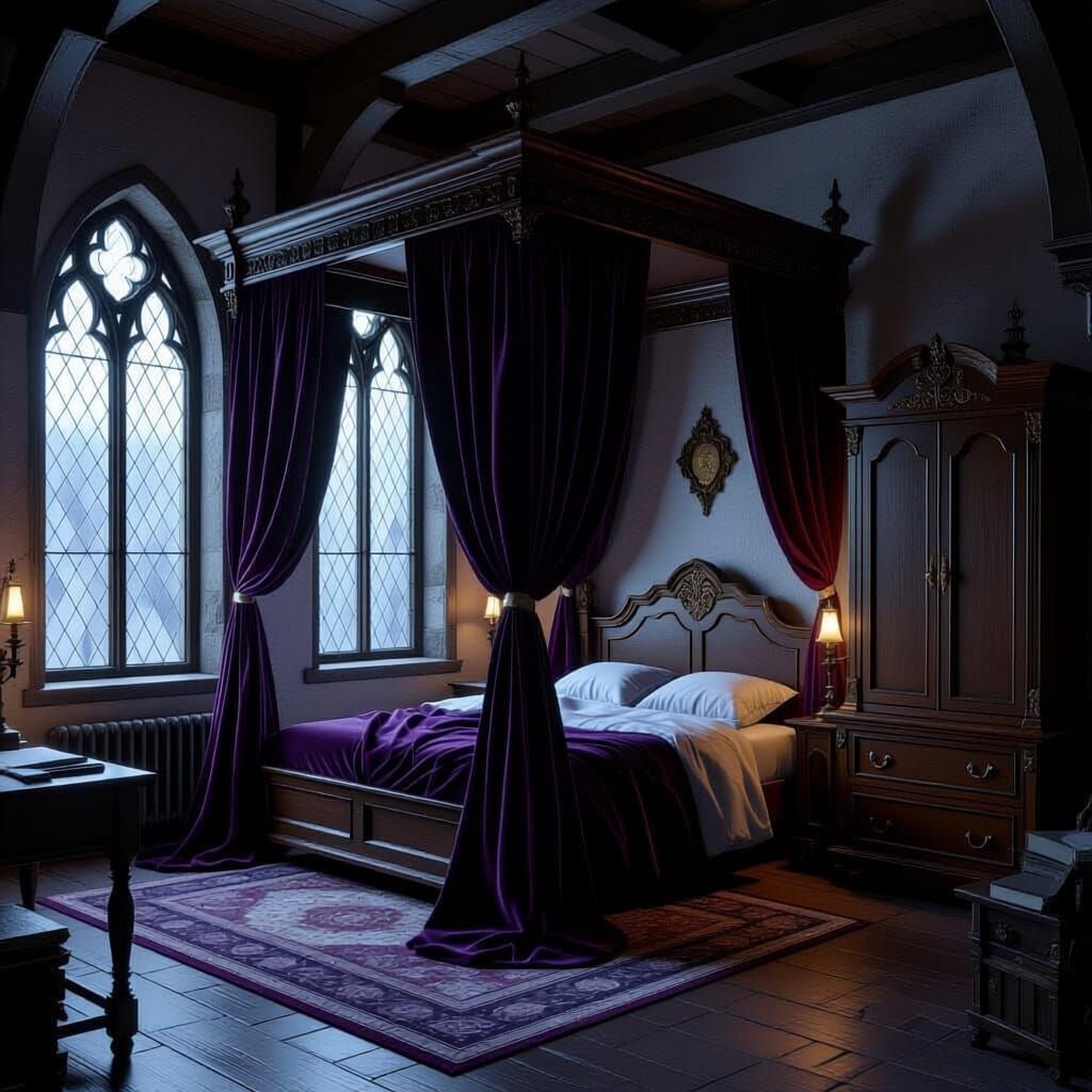 Gothic Guest Bedroom with Four-Poster Bed