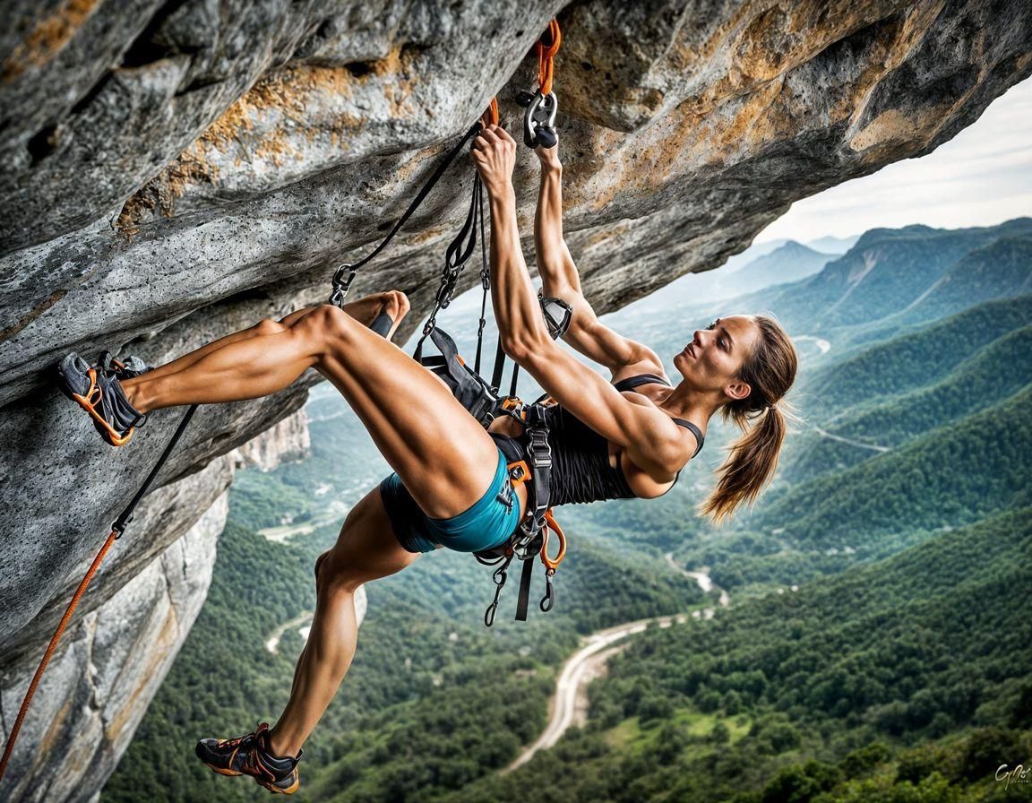Athletic Woman's Dramatic Rock Climbing Feat