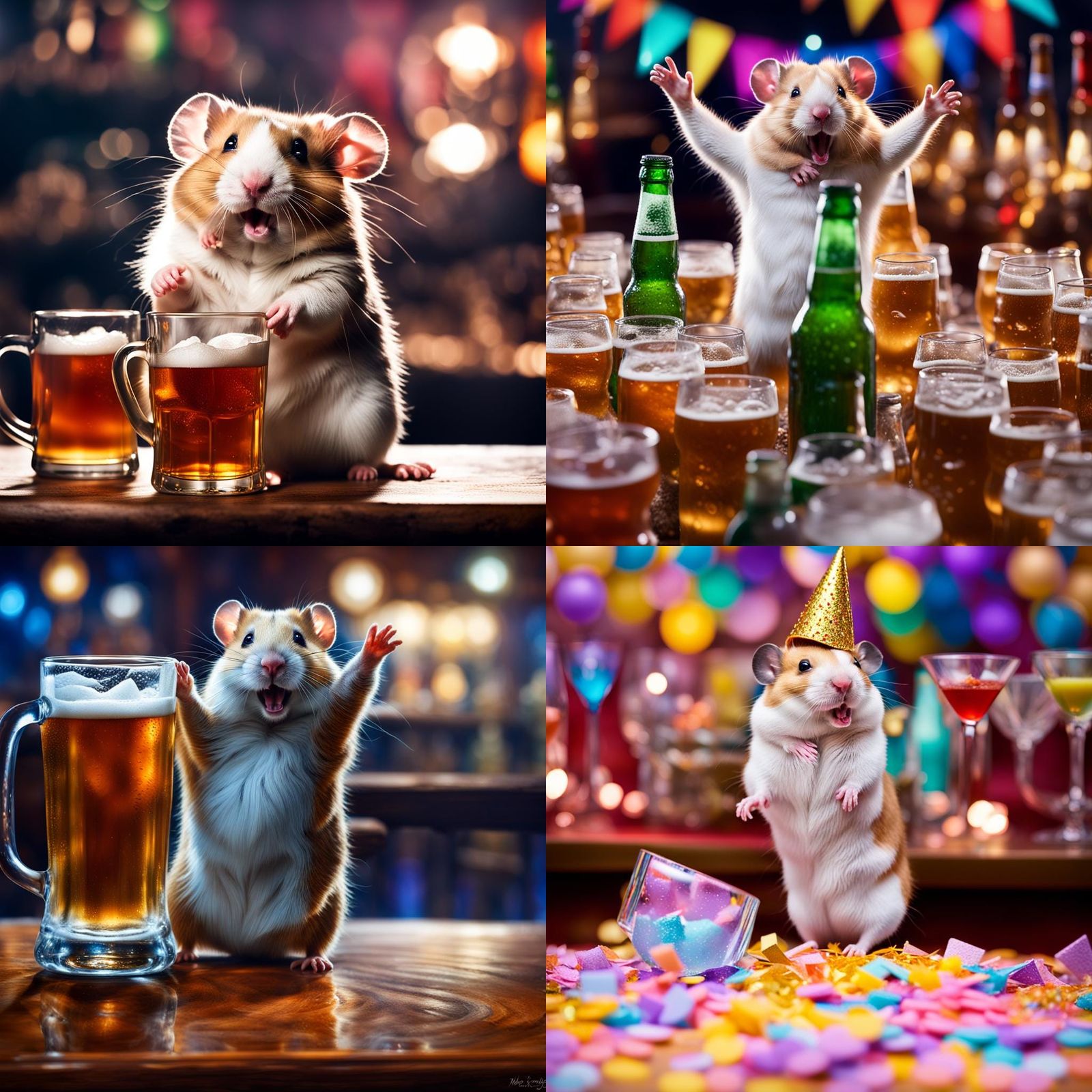 Hyperrealistic Image of an Intoxicated Hamster