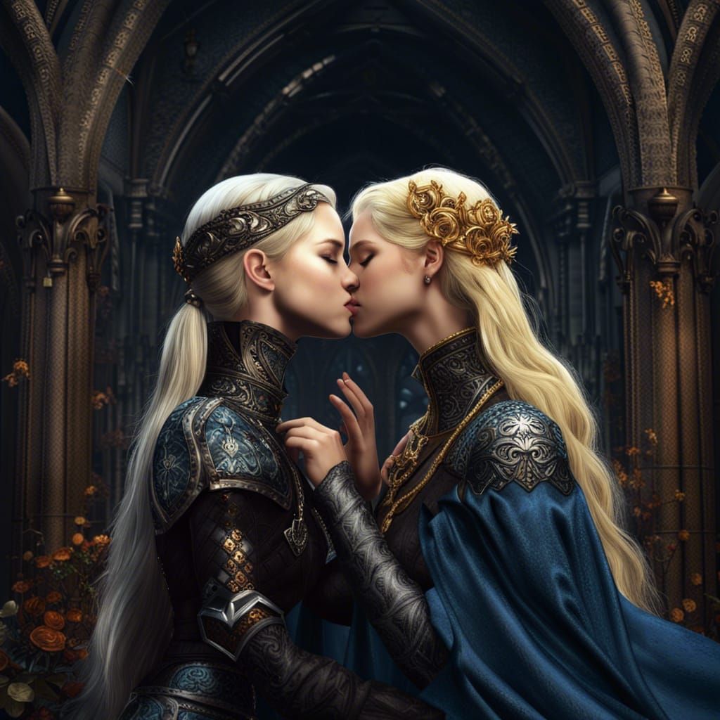 Fantasy Art: Two Princesses Kissing