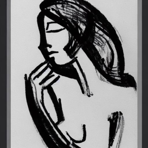 Minimalist Ink Sketch of a Woman in Picasso Style