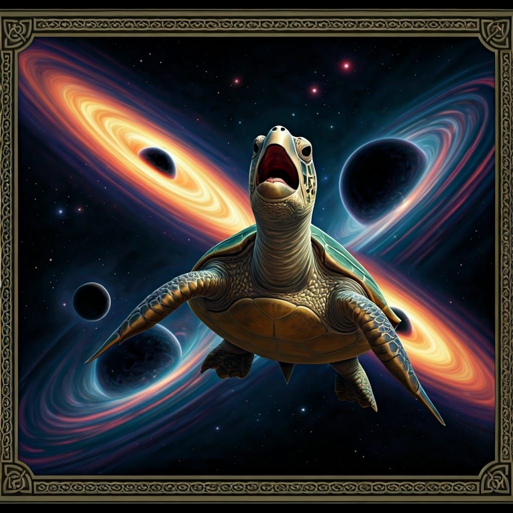 Operatic Turtle Diva in Space, Pre-Raphaelite Style
