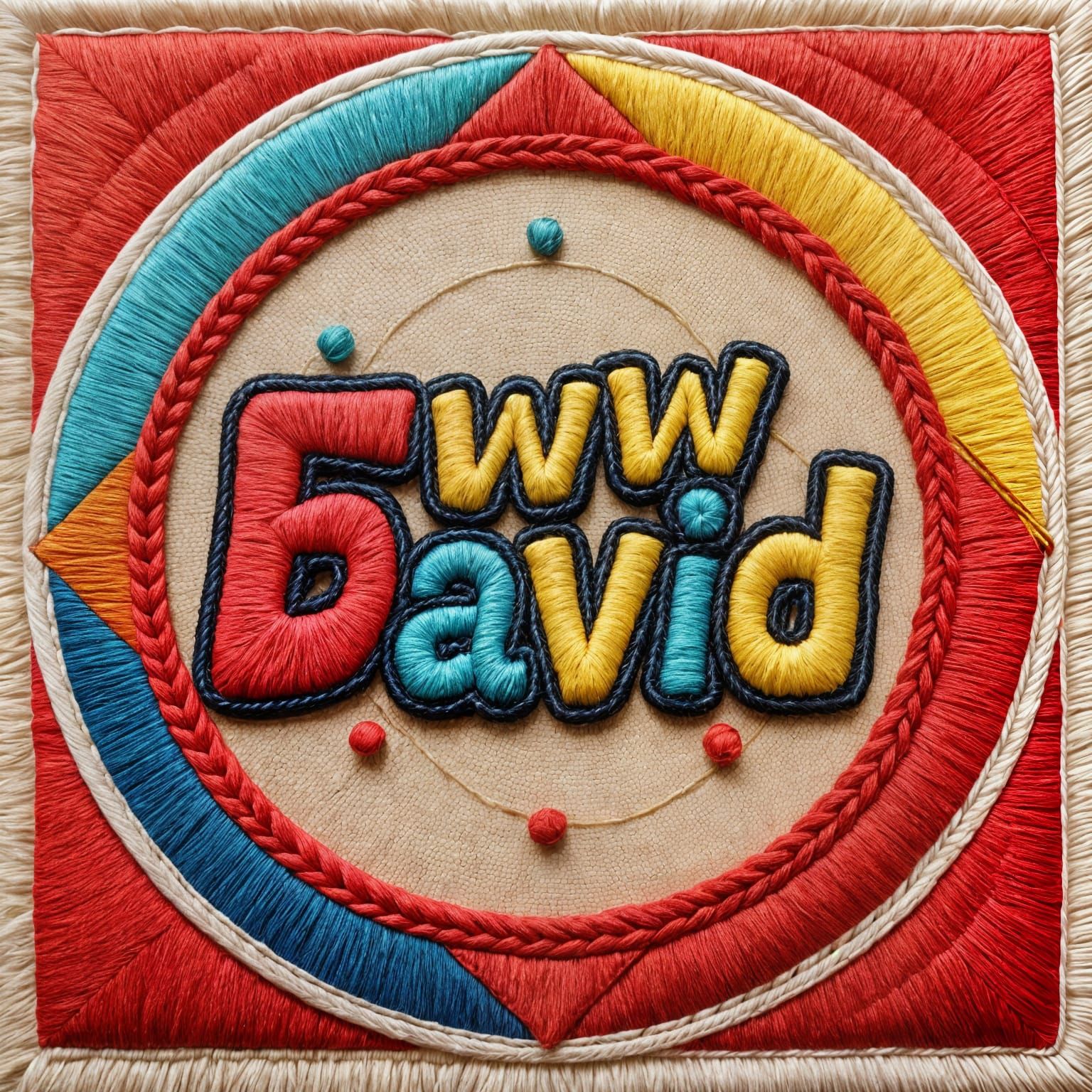Embroidered "Eww David" Pop Art with Stitched Border