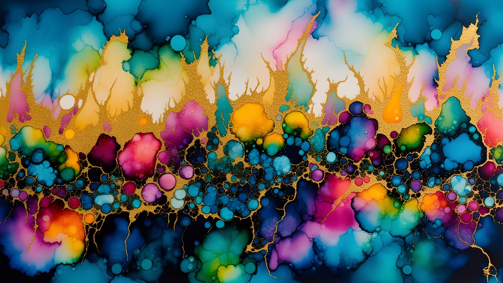 Vibrant Alcohol Inks with Wild Brushstrokes