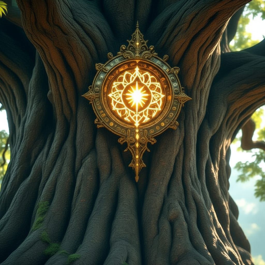 Brass Knight Guardian of Runed Tree: Digital Painting