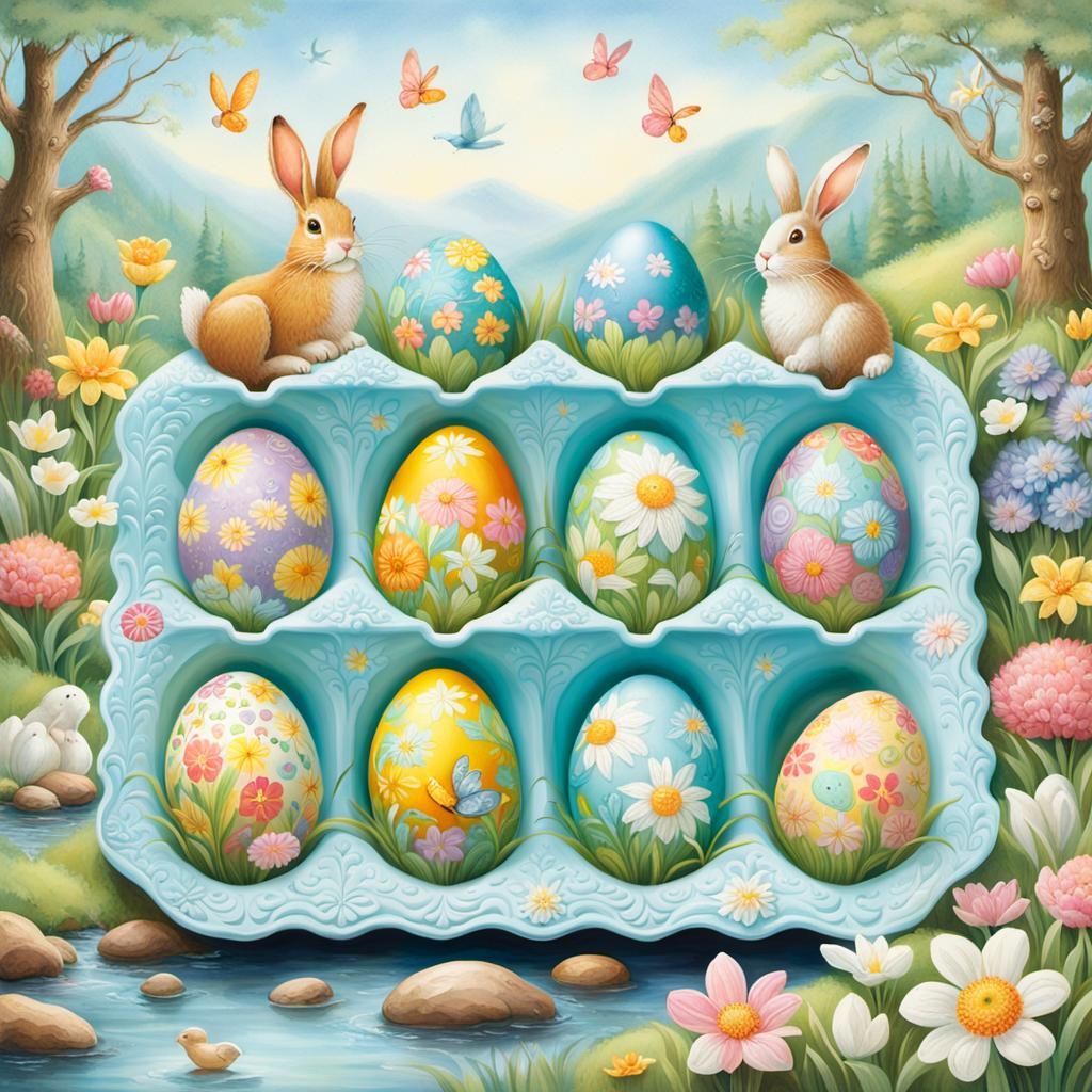 Festive Easter Egg Tray in Pastel Colors