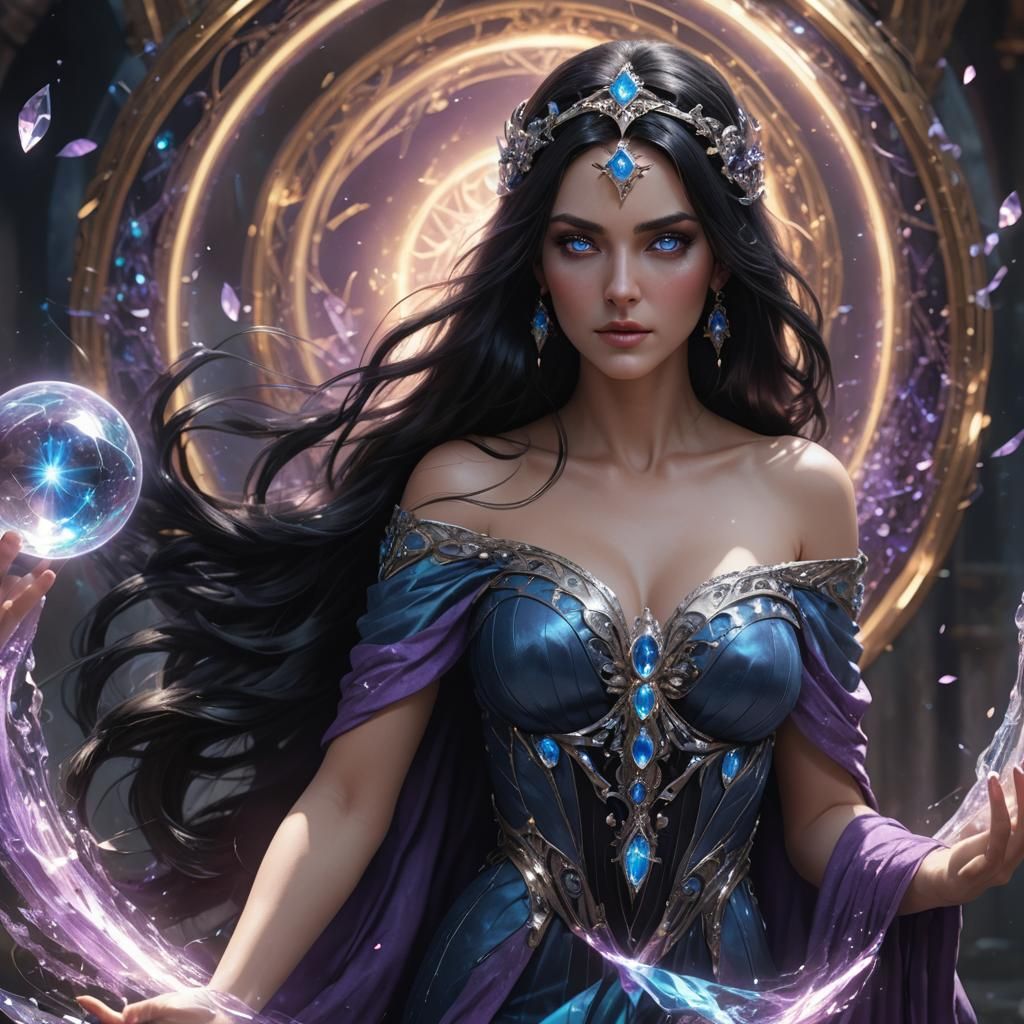 Goddess in Crystal Orb with Mystical Energy