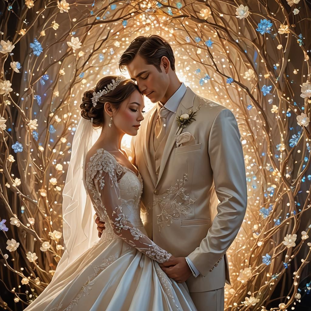 Radiant Wedding Portrait with Luminous Details