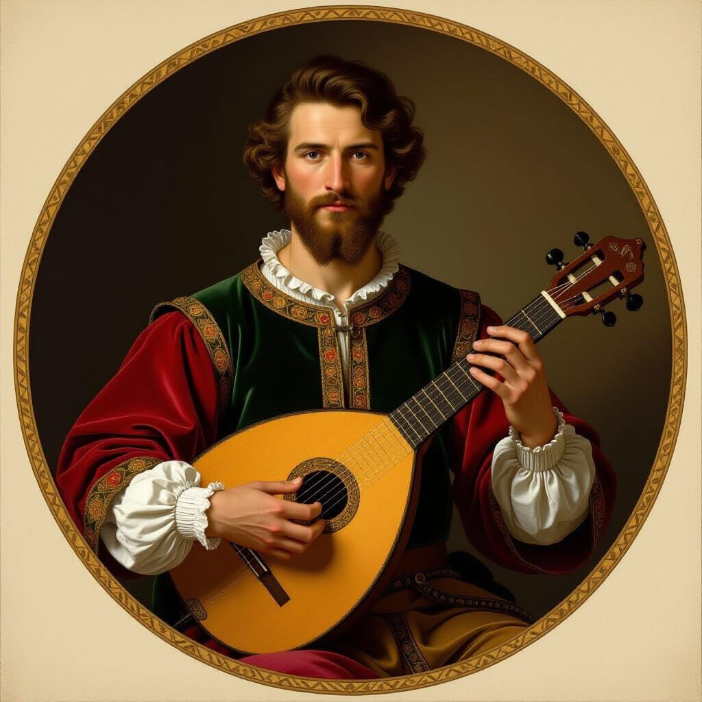 Renaissance Lute Player Portrait in Raphael Style
