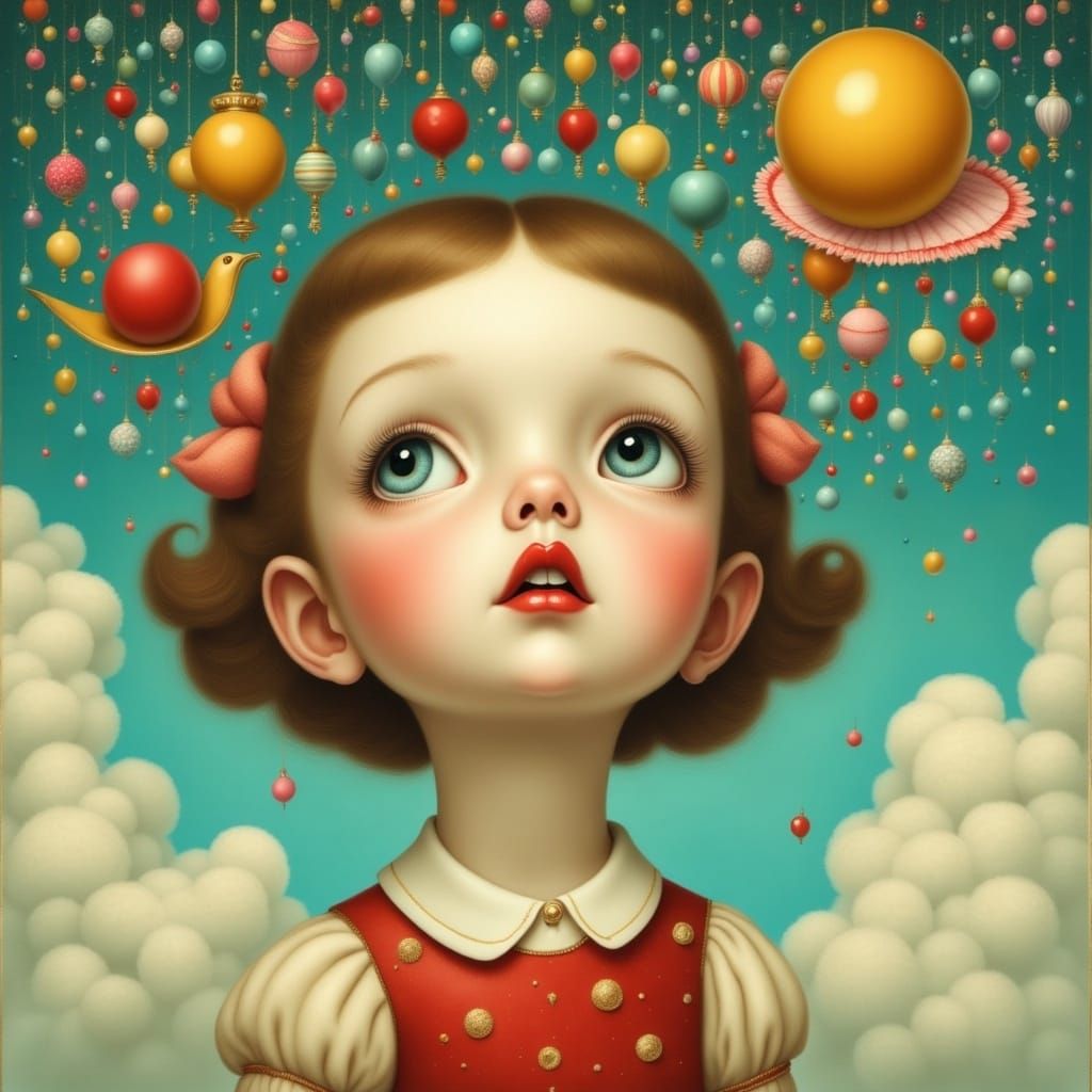 Girl with Wonder, in Pop Surrealism Style