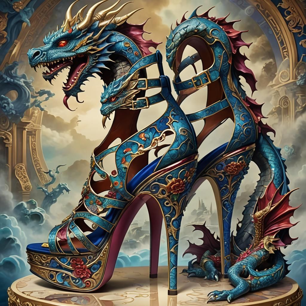 Dragon Tattoo Toes in Platform Sandals