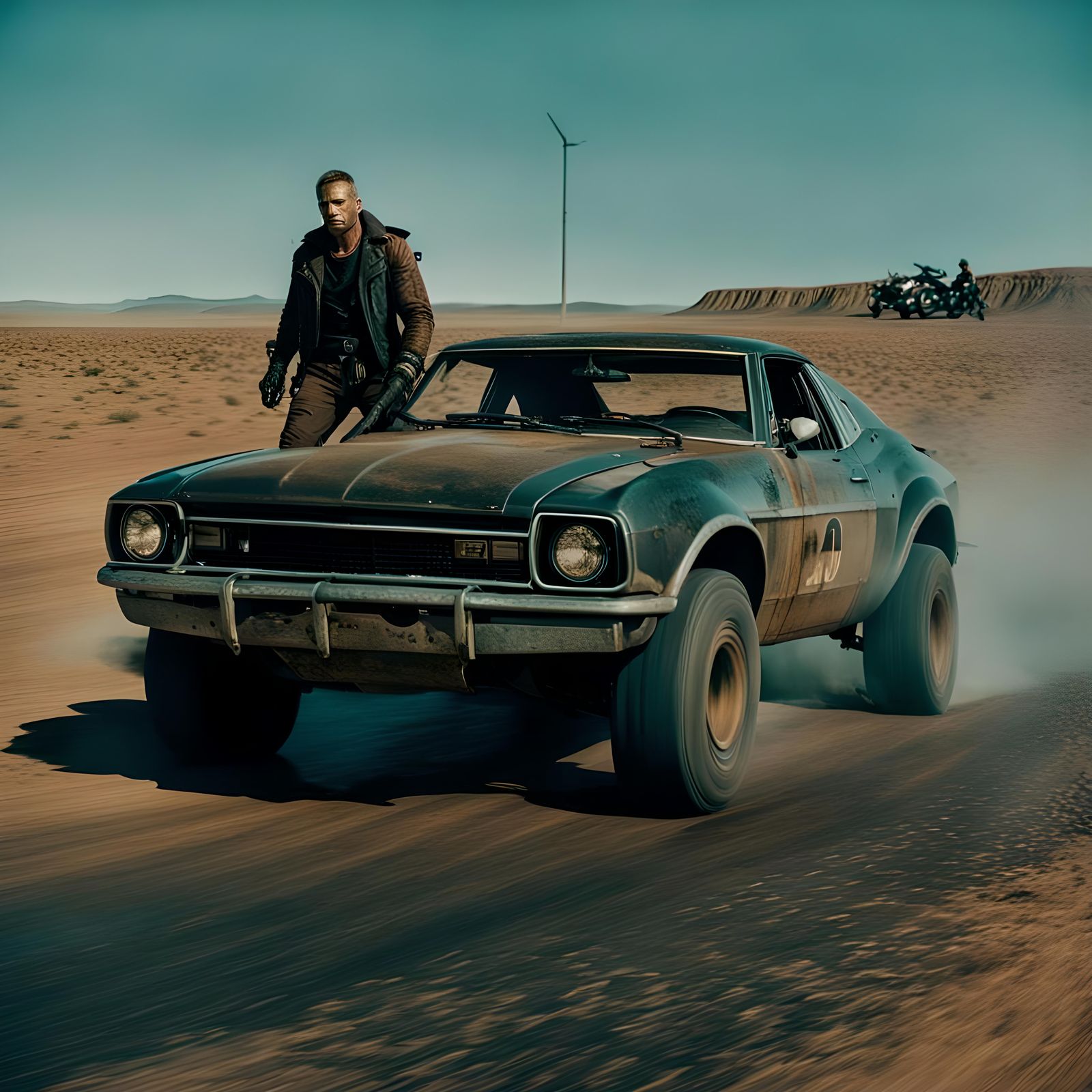 Dramatic Cinematic Still of Mad Max
