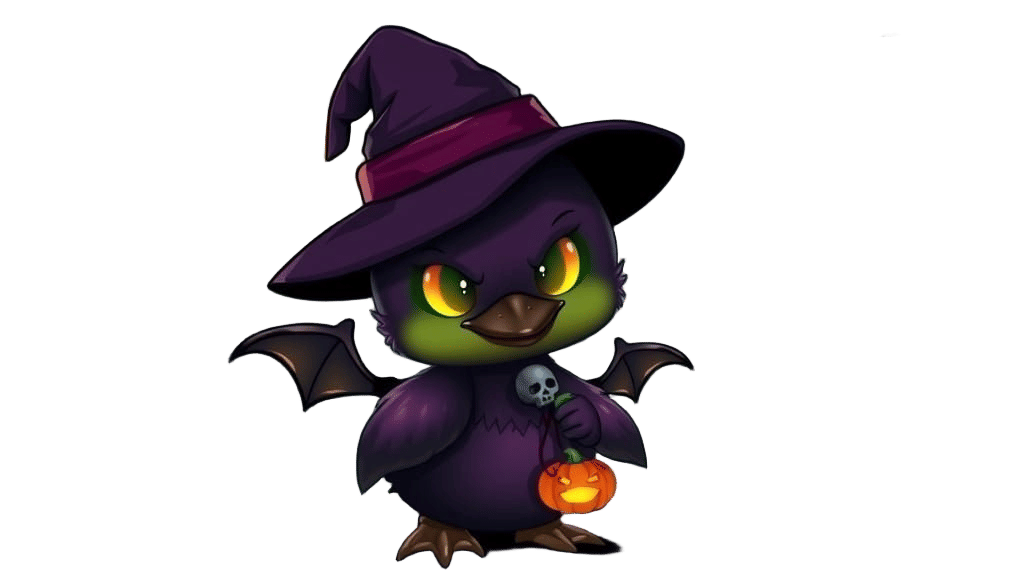 Spooky Chibi Halloween Duck in Gothic Style