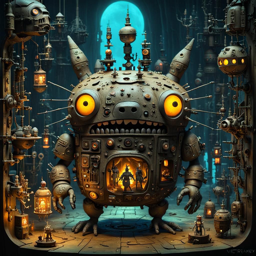 Eerie Totoro Hunchback Ritual: Sci-Fi Voodoo Nanobots