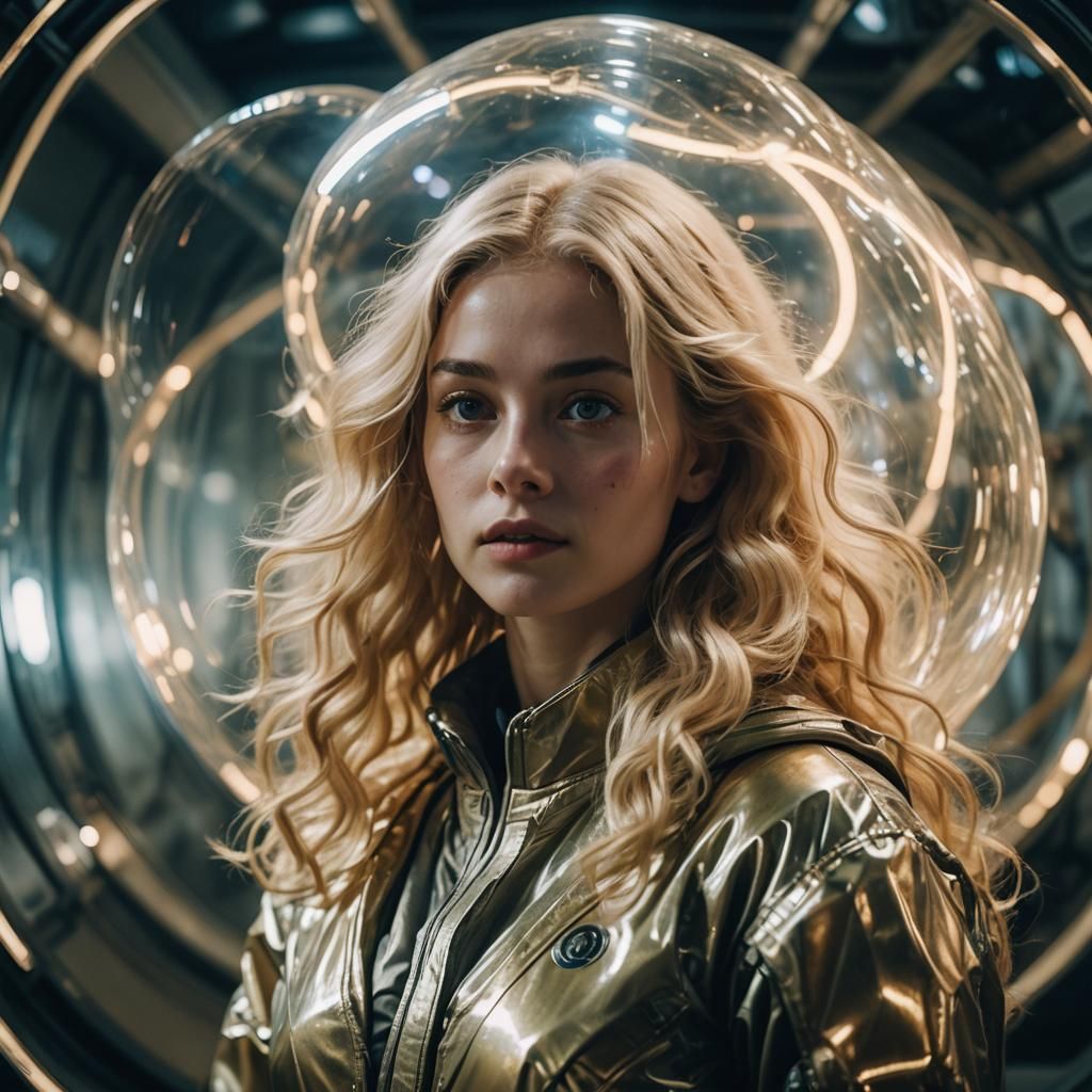 Blonde Fairy in Spaceship: Cinematic Film Still