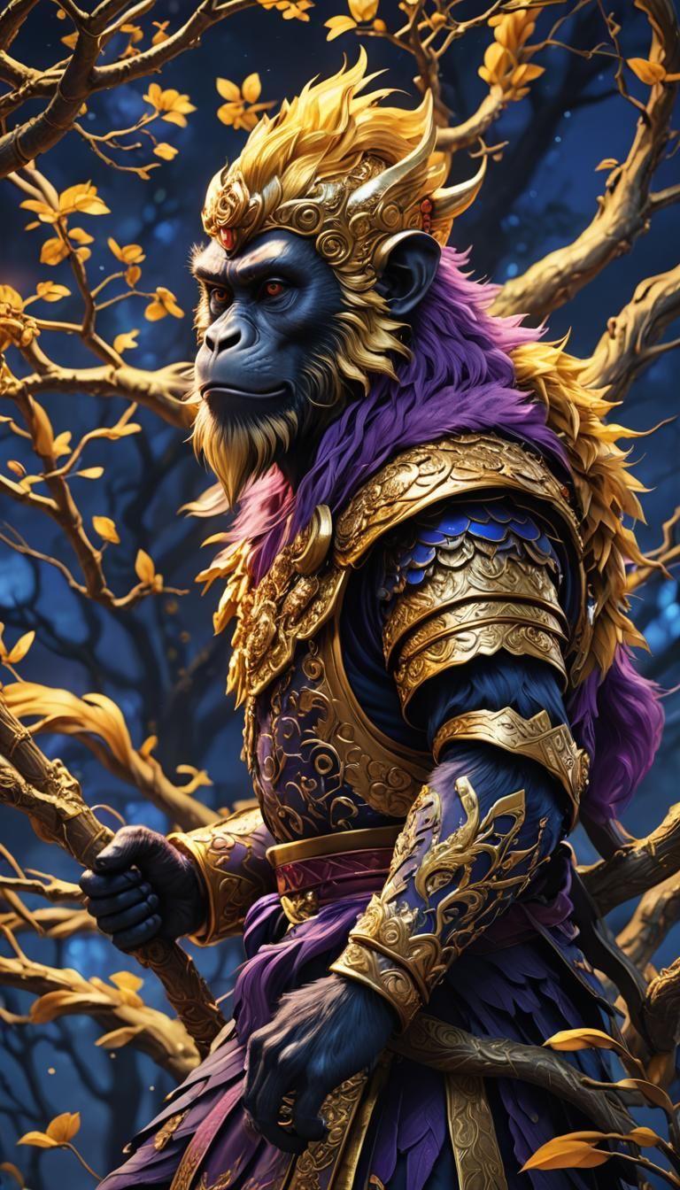 Golden Monkey King in 3D Anime Style