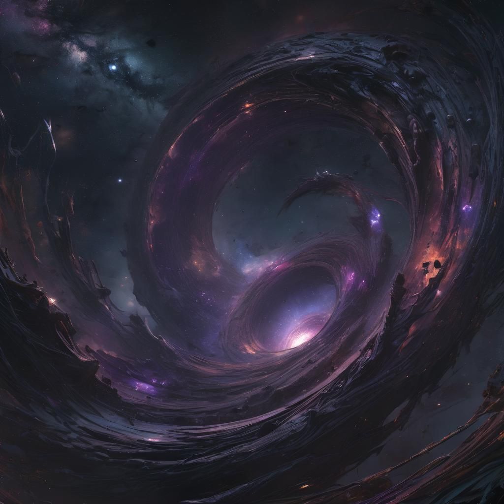 Cosmic Black Hole Galaxy in Dark Fantasy Style