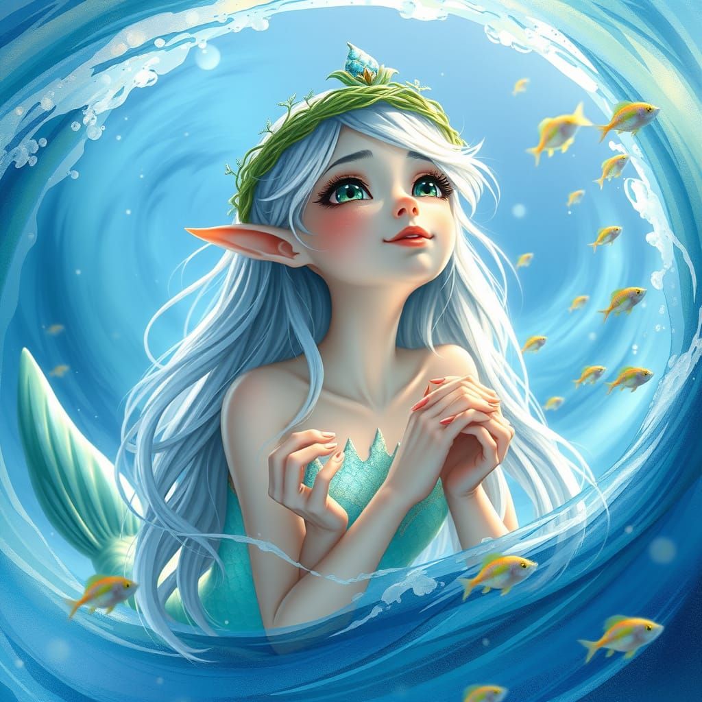 Sea Elf Breaks Surface in Whimsical, Dreamy Style