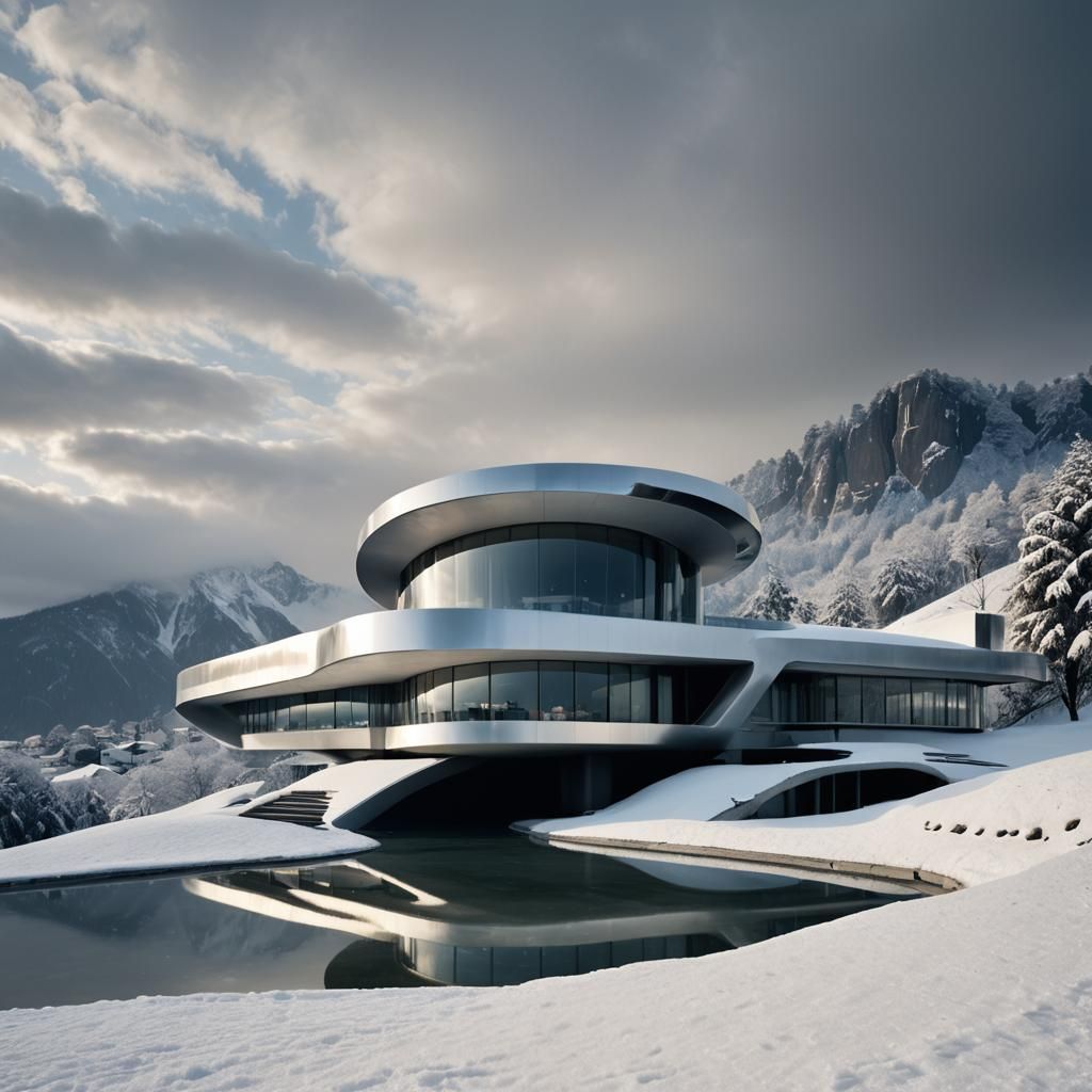 Futuristic Villa on Snowy Mountain in Unreal Engine