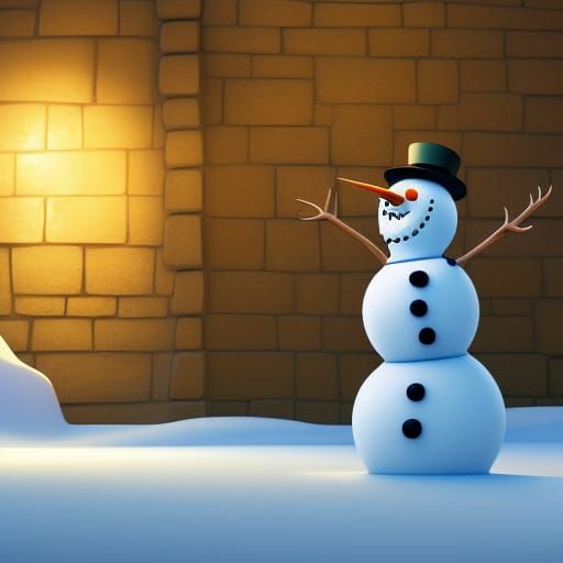 Oloph the Snowman: Pixar-Style 3D Digital Art