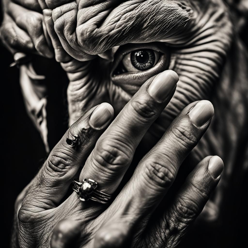 Pale White Hand with Sharp Claws: Moody Portrait