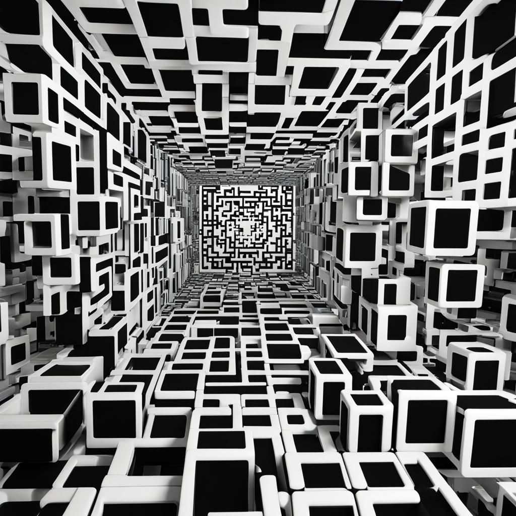 3D QR Code Cube in Digital Space