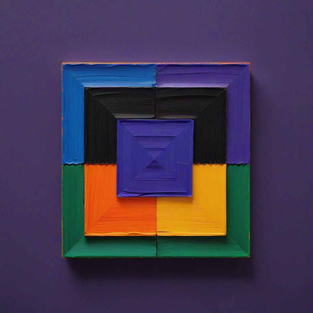 Vibrant Geometric Artwork with Visible Brush Strokes in Laye...