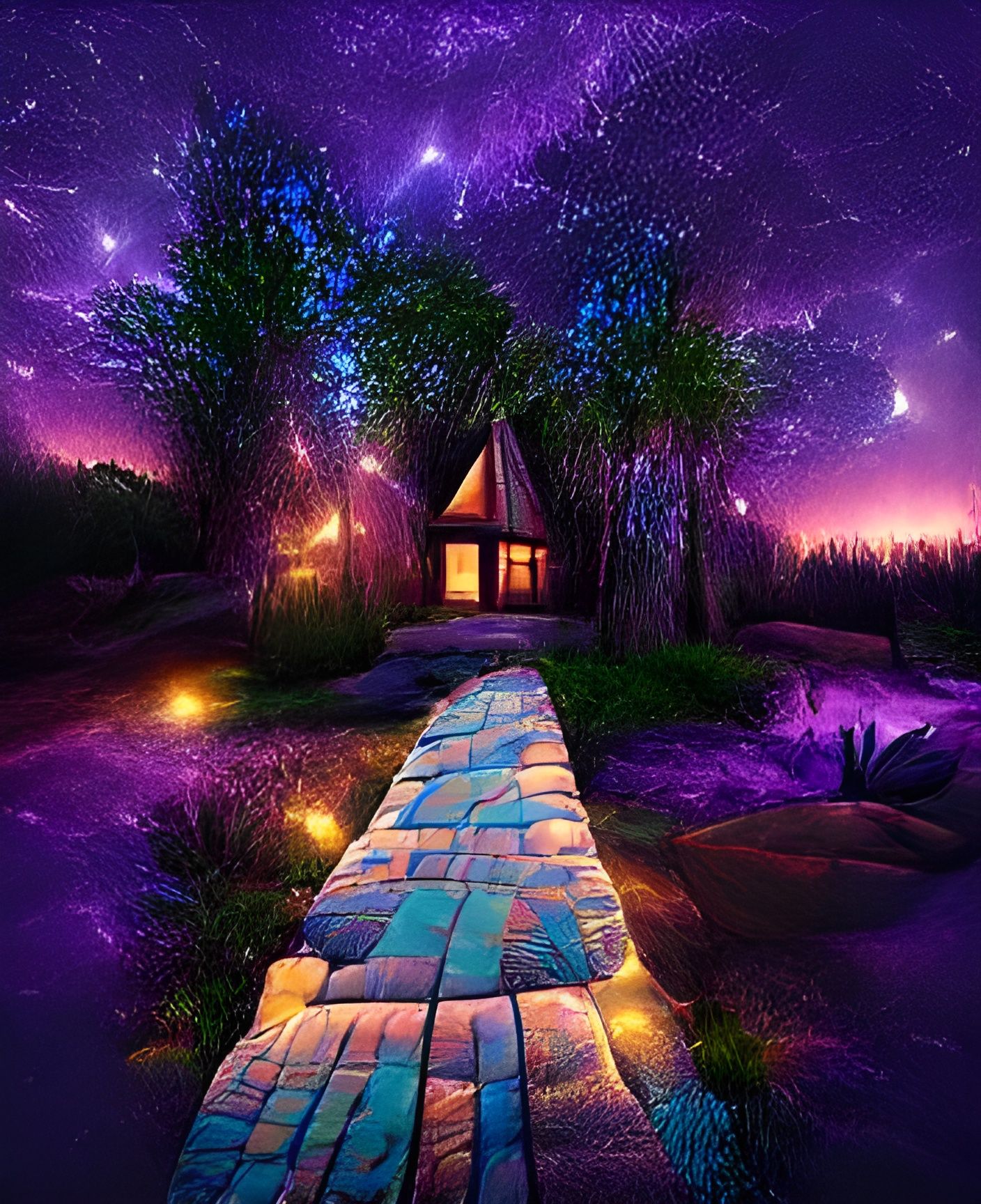 Enchanted Bioluminescent Trail in a Fantasy Wonderland