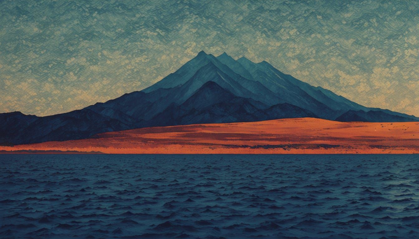 Dreamlike Sunset Landscape in Distorted, Grainy Aesthetic