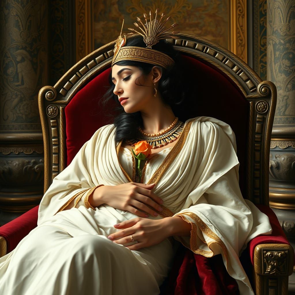 Egyptian Queen Slumbers in Golden Opulence