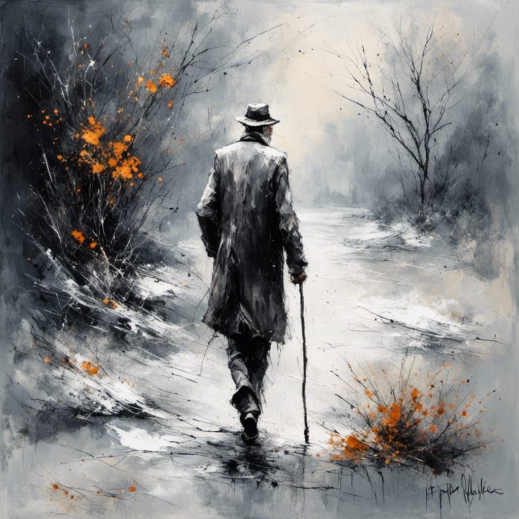 Minimalist Winter Scene: Abstract Impressionist Painting